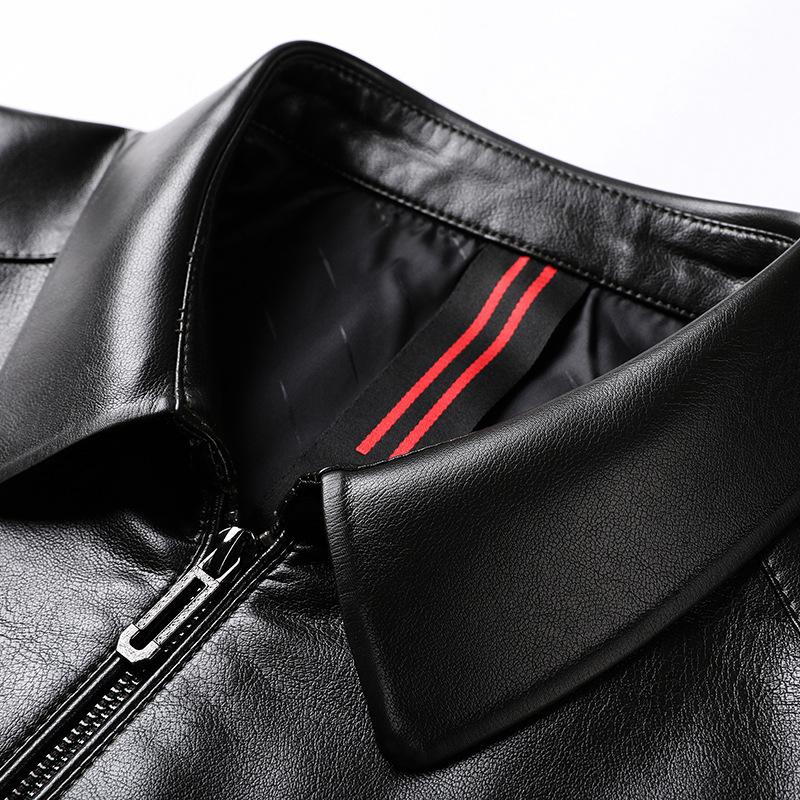 Lederjacke Herren Herbst und Winter Neue Herrenbekleidung Reverskragen Weiche Lederjacke Männer mittleren Alters Locker und lässig