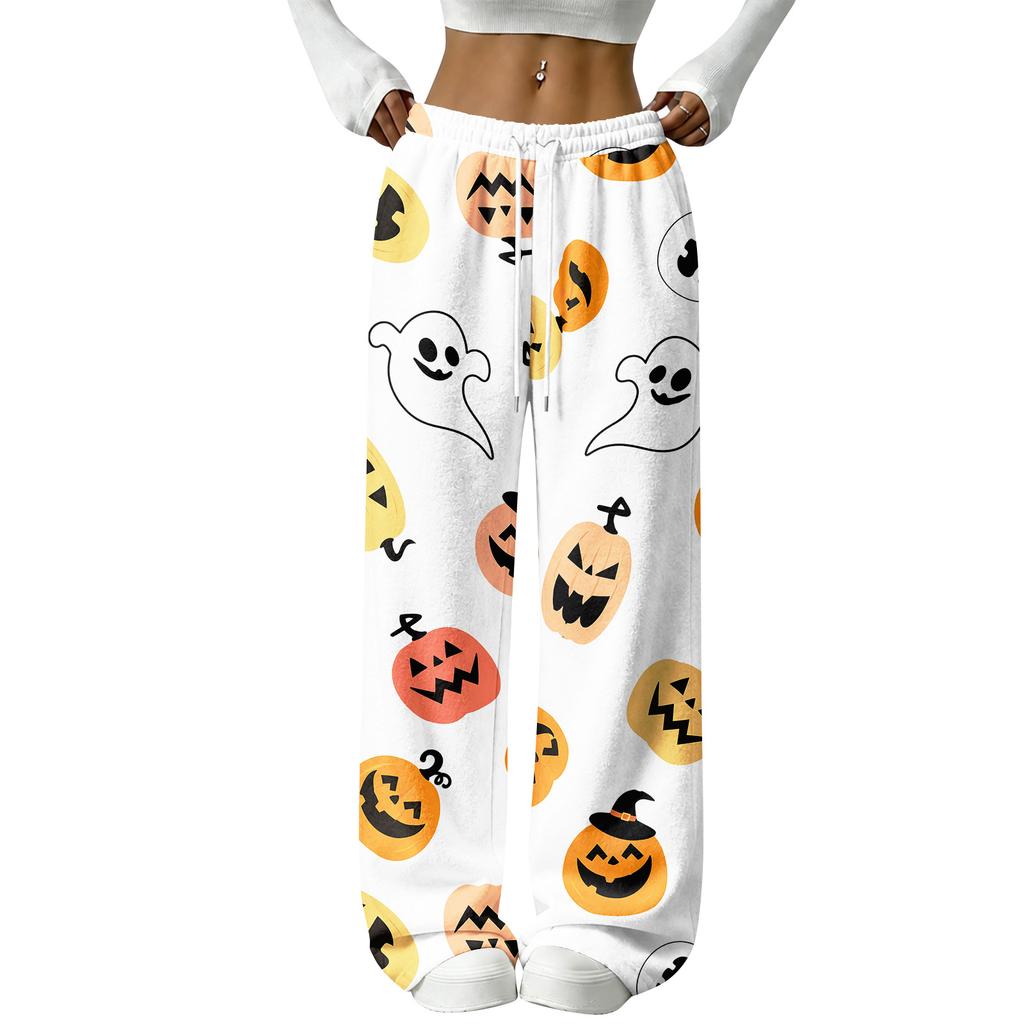 Damen Flanell Schlafanzughose für Halloween Gerade geschnitten Feiertags Loungewear Nachtwäsche