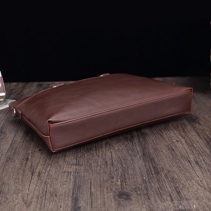 Pánská ležérní móda kožená aktovka Crazy Horse Retro Business 15,6palcová taška na notebook taška přes rameno