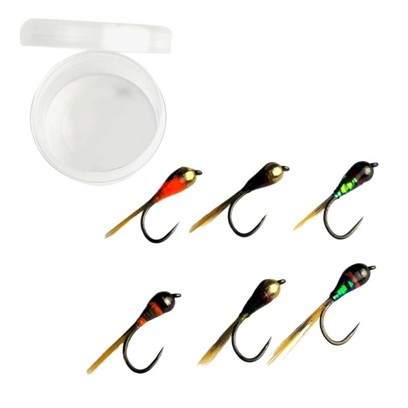 

6Pcs Artificial Fast Sinking Beads Fishing Fly Ice Fishing Lures Metal Beads Head Jigging for Trouts Winter Fishing 1