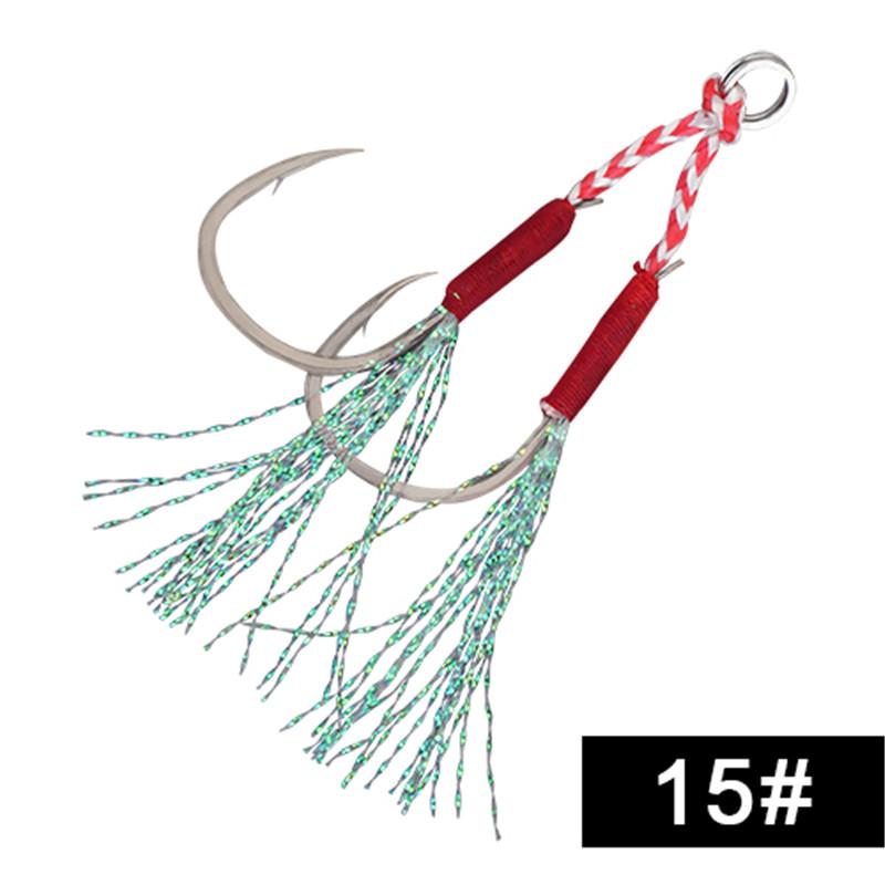 FTK High Carbon Steel Single/Double Jigging Assist Hooks Ringed Fishing Hook Sea Ocean Fishing Tackle