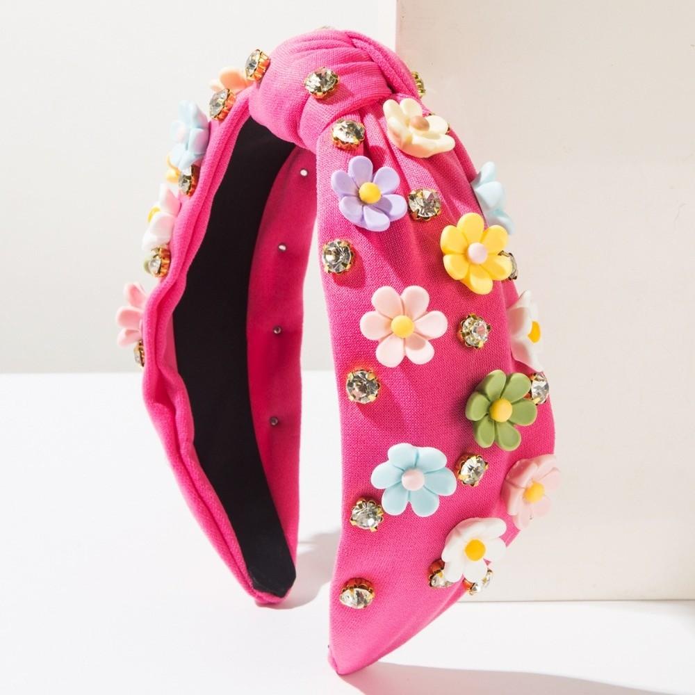 Gifts Baroque Diamond Flower Headband Wide Floral Accessories Sweet Headbands Candy-colored Women's Hair Accessories