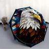1pc Eagle Stained Glass Automatic Folding Umbrella - 8-Rib Iron Frame, Windproof, Portable Sunshade with Plastic Handle for Travel & Outdoor