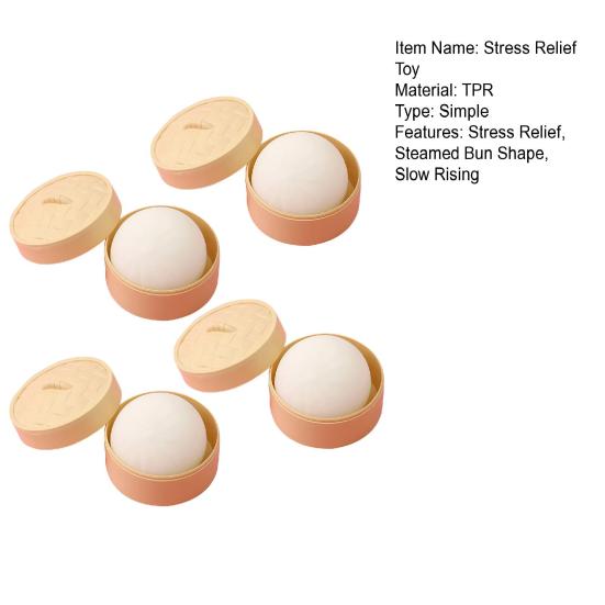 1/2/3/4Pcs Simulated Dough Ball Toy with Steamer Stress Relief Steamed Bun Squeeze Sensory
