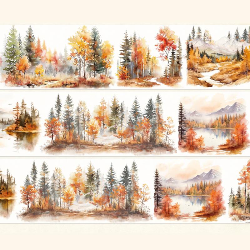 200cm/roll Mountain Forest Theme Landscape Decoration Tape Pattern Hand Account Landscape Tape Creative Collage DIY Decoration