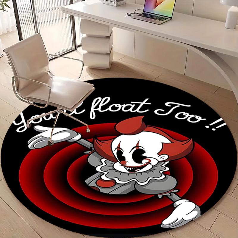 1pc Pennywise3 Design Printed Area Round Carpet for Bedroom Living Room Home Decor Rugs Mat Non Slip Mat Rug for Bedside