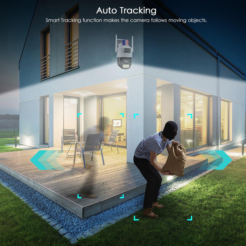 Nieuwe 4G Camera Sim-kaart 4K 8MP Dual Lens WIFI IP Camera Buiten IP66 Waterdichte Tweeweg audio AI Human Track Beveiliging