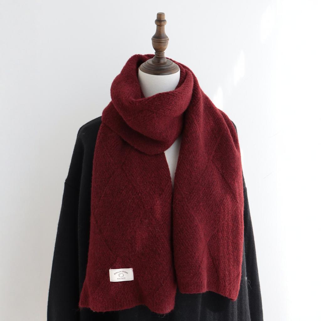 Cotton blended knitted scarf women's autumn and winter new white label soft waxy wool warm scarf shawl men