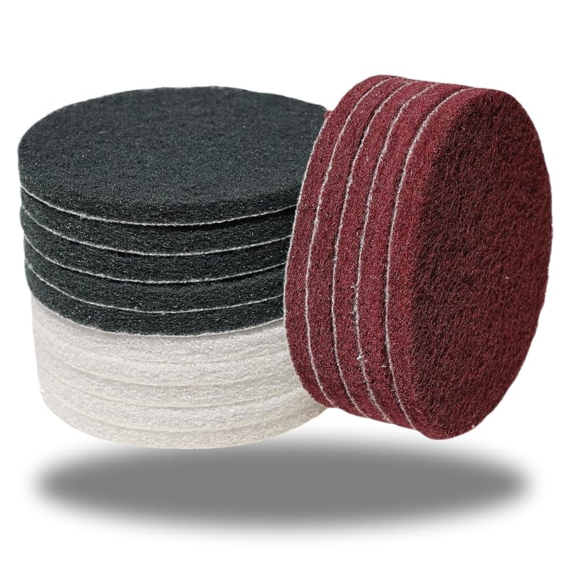 15 Pack 5 Inch Hoop And Loop Multipurpose Scrubber Scouring Pads - Flocking Scuff Pads, Conditioning Discs Polishing Pads For Furniture Automotive