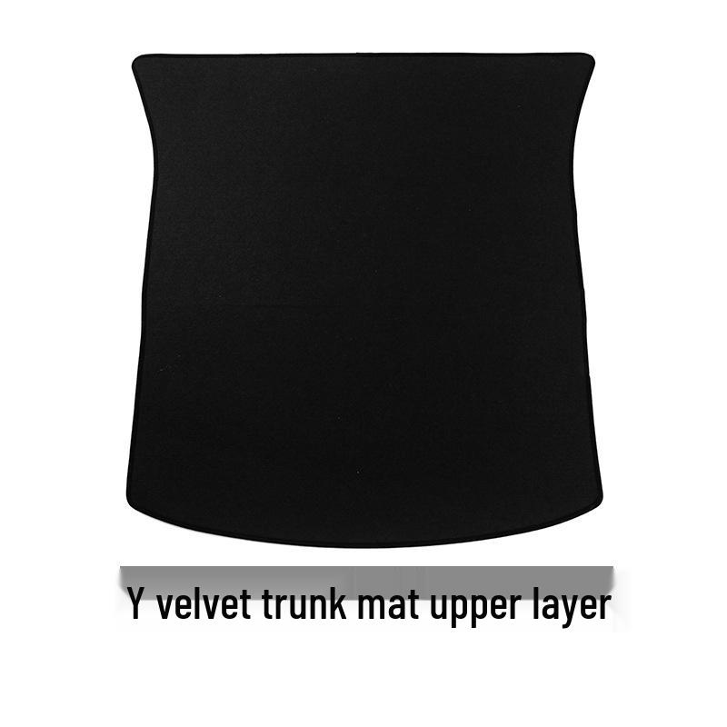 Tesla Model Y Wildleder Kofferraummatten - Originalstil, Doppelschicht für vorderen und hinteren Kofferraum