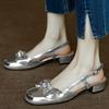 Comfortable Low Heel Slip-On Women's Shoes Round Toe Korean Style Summer New Fashion Ladies Butterfly Knot Headscarf Sandals