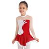 Stilvolles Tanzkleid für Kinder, Mädchen, langärmelig, Netz-Patchwork, Pailletten, Kunstdiamanten, Dekor, Kleid zum Skaten