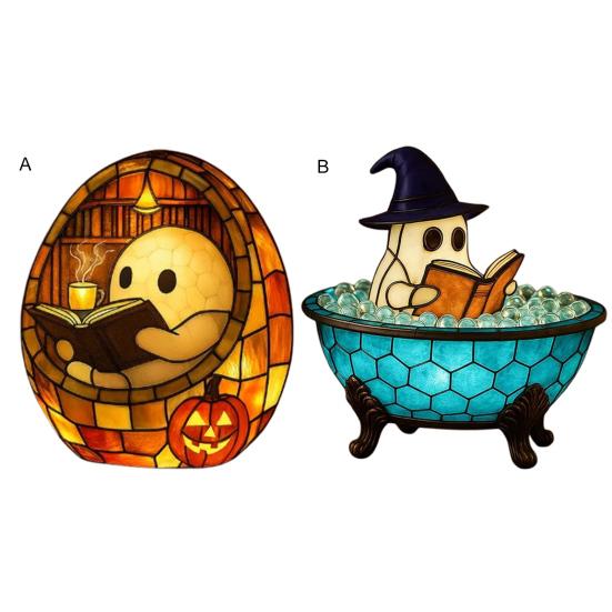 Geist Blasenbad Lampe Niedliches Geist-Themen Nachtlicht Farbwechselnde LED Stimmungsleuchte für Nachttisch Badezimmer Deko