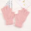 Winter Two Finger Touchscreen Rib Stitch Jacquard Plush Warm Knit Student Thick Half Finger Gloves