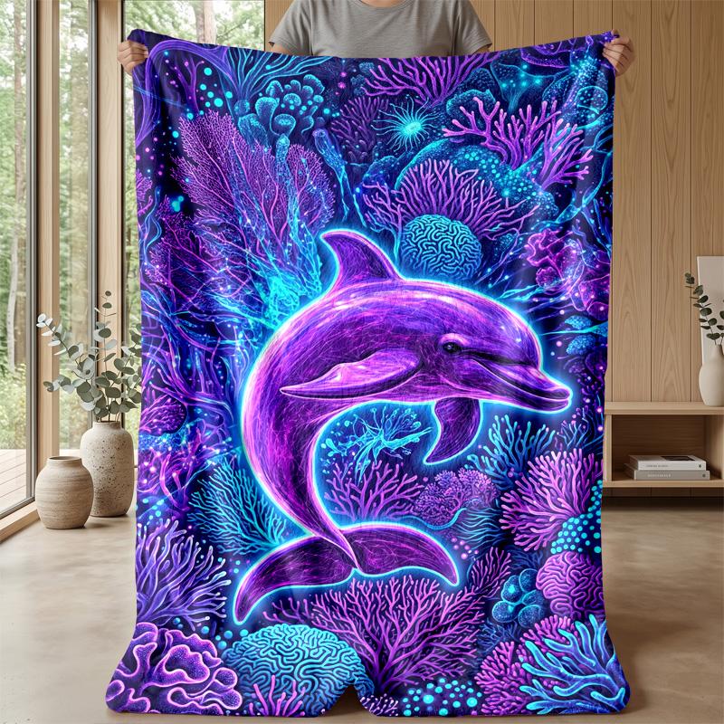 Mermaid and Dolphins Dance Theme blanket Lightweight Warm Flannel Blanket Decorative Throw Blanket for Home Decoration