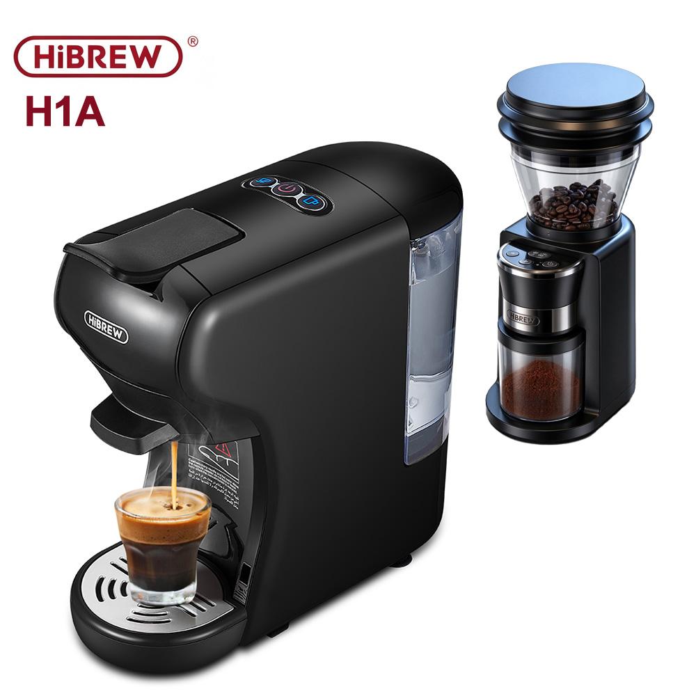 HiBREW H1A 4-in-1 Multifunktions-Kaffeemaschine, 19 bar Hochdruckextraktion, 1450 W Leistung, transparent, abnehmbar, lebensmittelechter BPA-freier Wassertank.