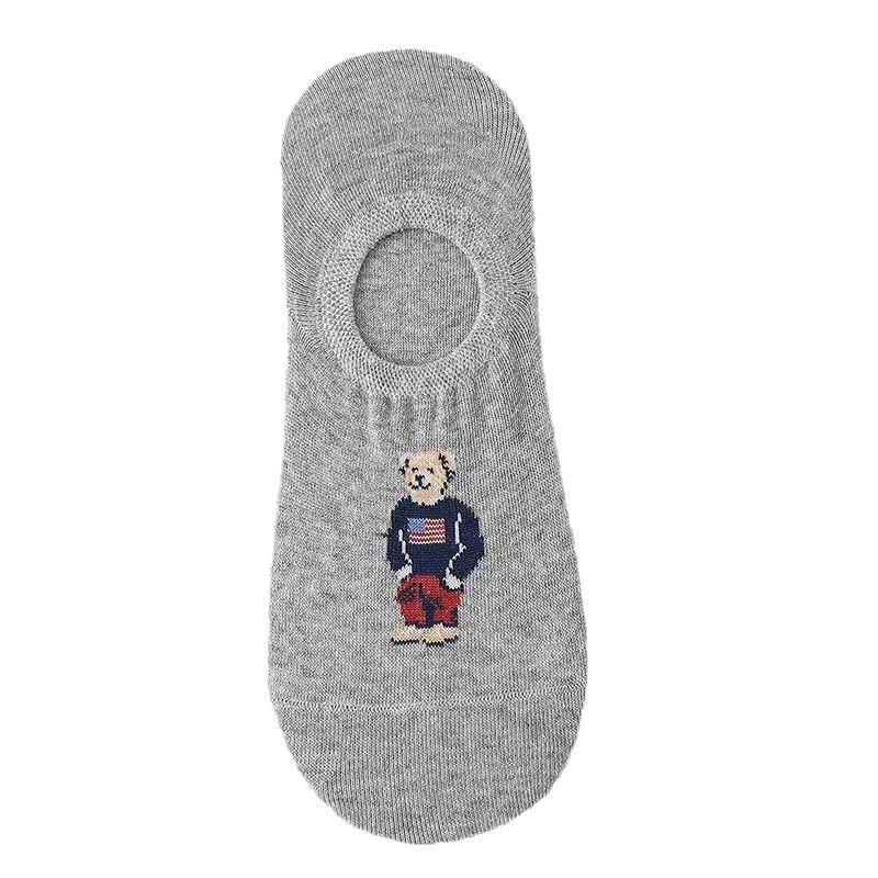 5 Pairs Unisex Men Socks Summer Designer socks Cartoon Bear Cotton Boat Socks Light Comfortable Sweat-absorbent Invisible Socks