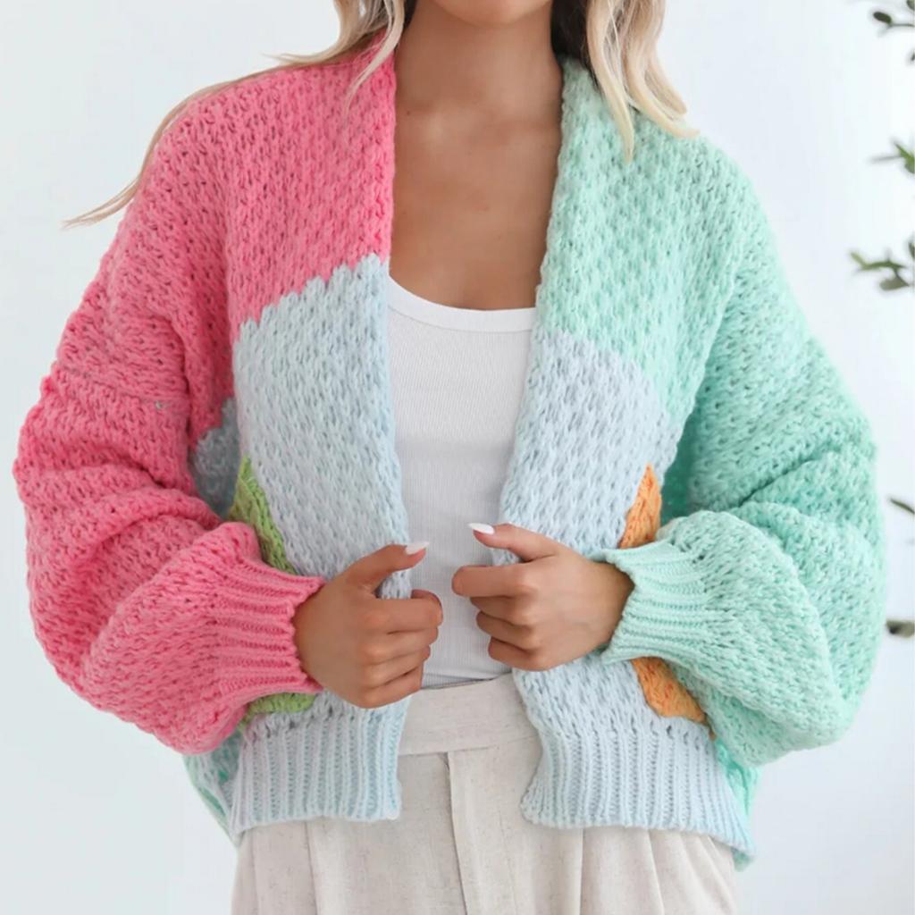 Casual Minimalist Cardigan Knit Outerwear For Women