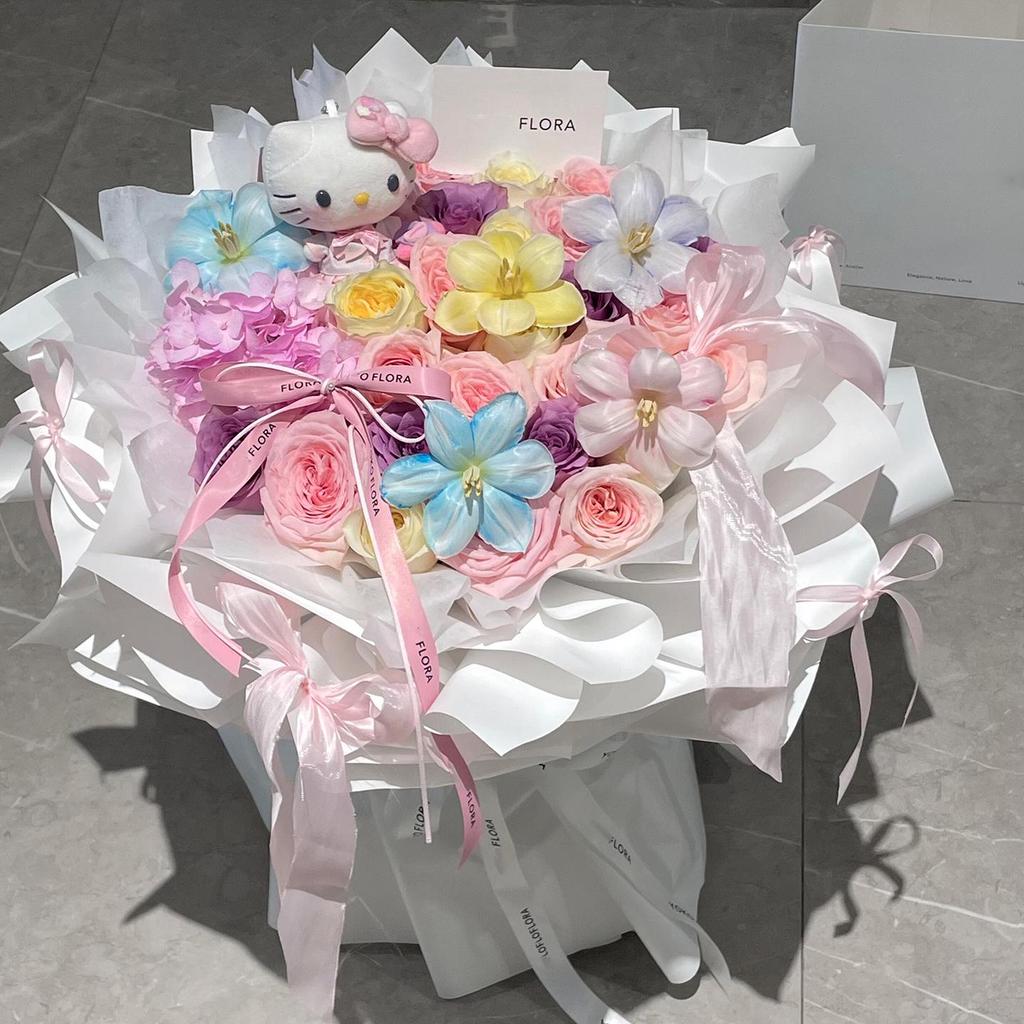 Lychee Mix Bouquet with Eternal Flower Soap for Girlfriend or Bestie - Ideal Birthday Gift