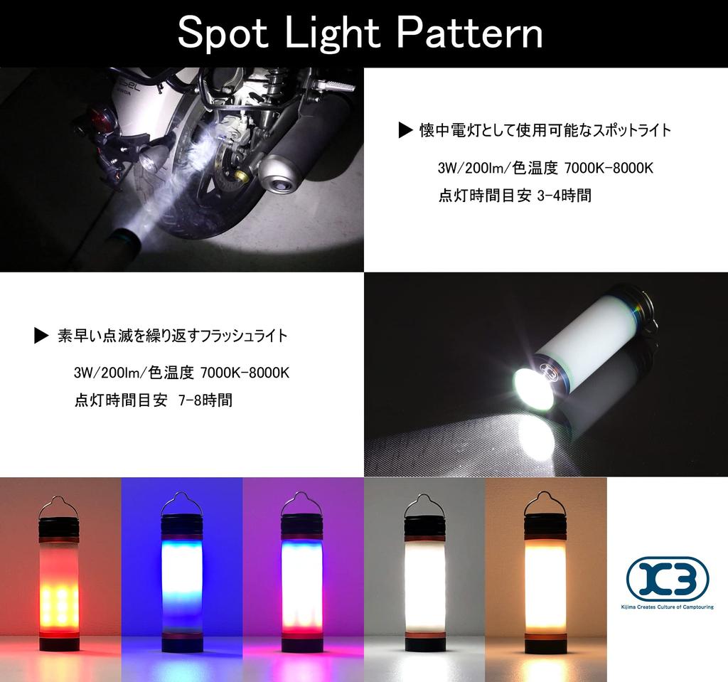 Kijima K3 Motorcycle Parts Multi-Touring Light LED Lamp with Lantern/Spot/Beam/Emergency Functions, 3000mAh, Color: Olive, ZK3-20008V