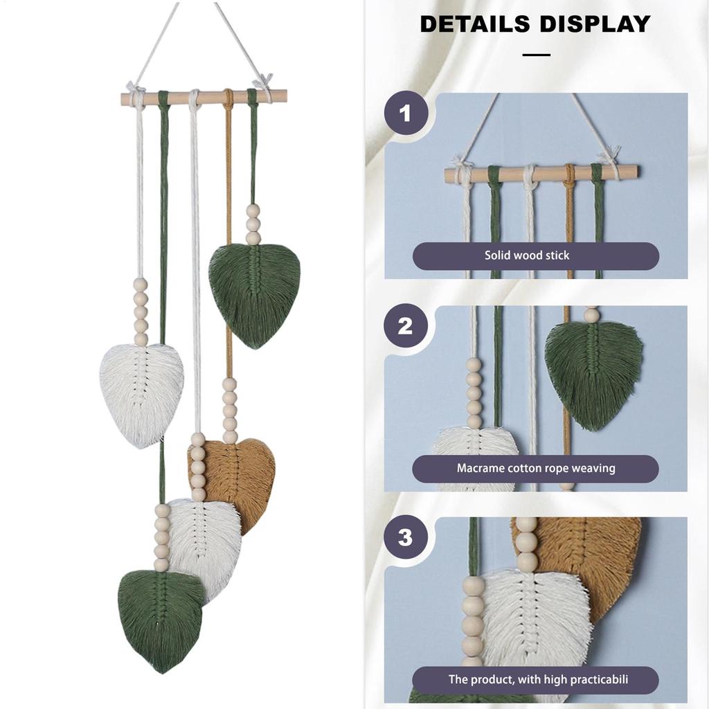 Macrame Tapestry Macrame Leaves Woven Tapestry Wall Hanging Decor for Living Room Bedroom Boho Wall Art Boho Home Decor