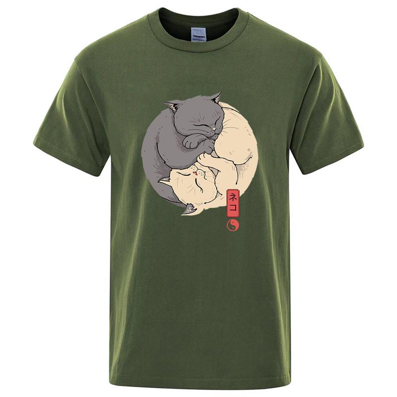 Summer Mens High Quality Tshirt 100 Cotton Short Sleeve Funny Cat Print Tshirt Casual Loose Oneck Cool Tshirt Male Tees