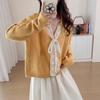 Korean Bow Lace-up Sweater Jacket for Women's Autumn and Winter New Gentle Wind Polo Neck Knitted Cardigan Top for Women