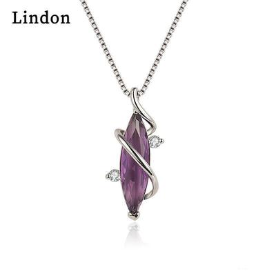 Lindon Damenmode Versilberte Zirkon Anhänger Halskette Geschenk