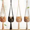Boho Plant Hanger Cotton Rope Woven with Net Pouch Hanging Basket Macrame Flower Pot for Indoor Outdoor Hanging Succulents