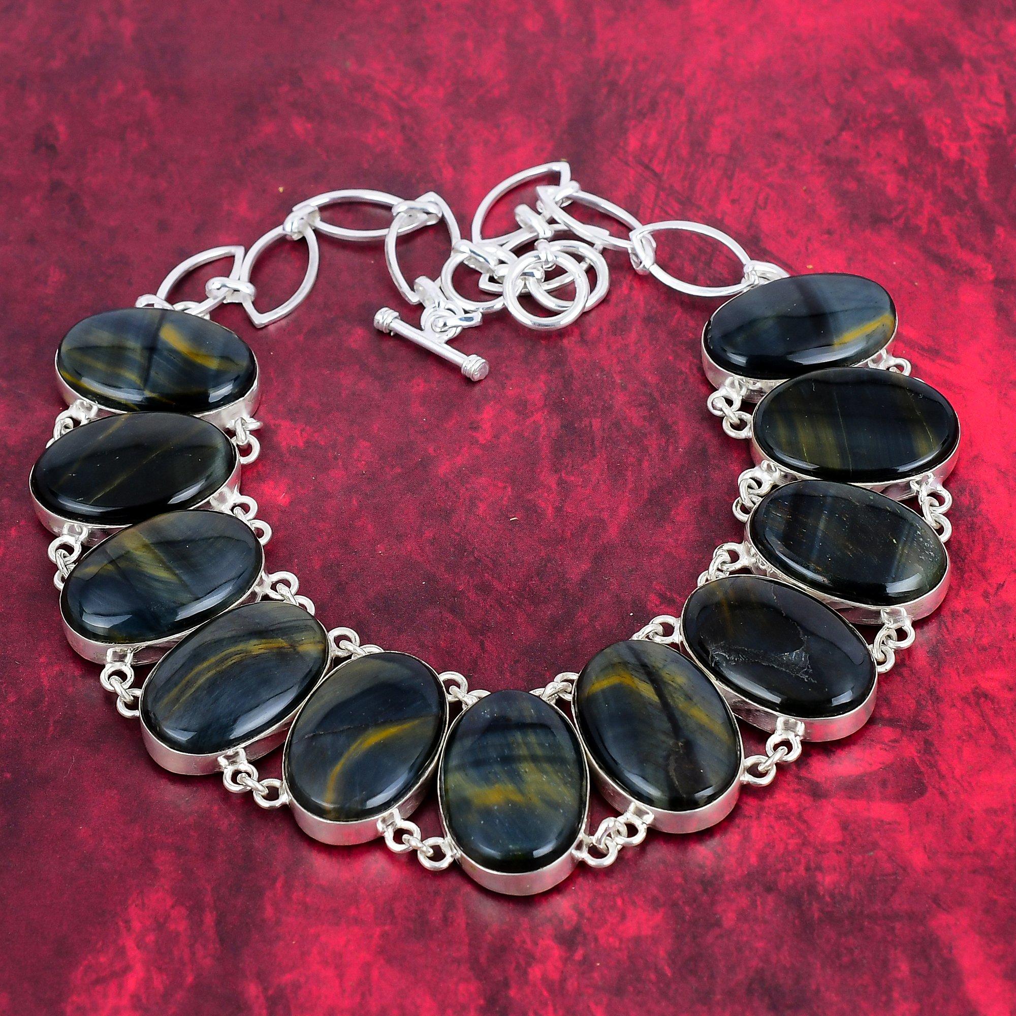 

Ожерелье из Питерсита, ювелирное ожерелье из стерлингового серебра 925 пробы, ювелирное ожерелье ручной работы из драгоценных камней на День памяти Adjustable with 18 inches синий