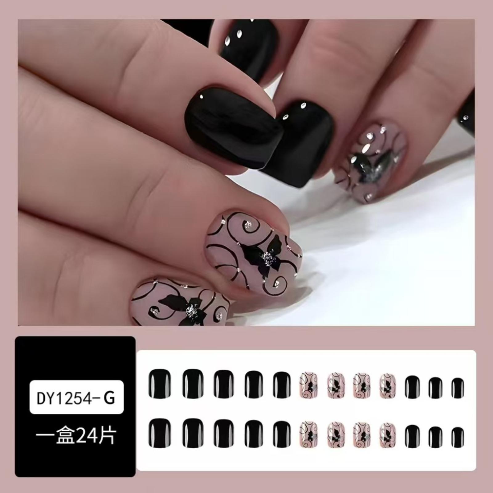 

24pcs Nail Pieces Wearable Nails Ice Transparent False Nails One Size