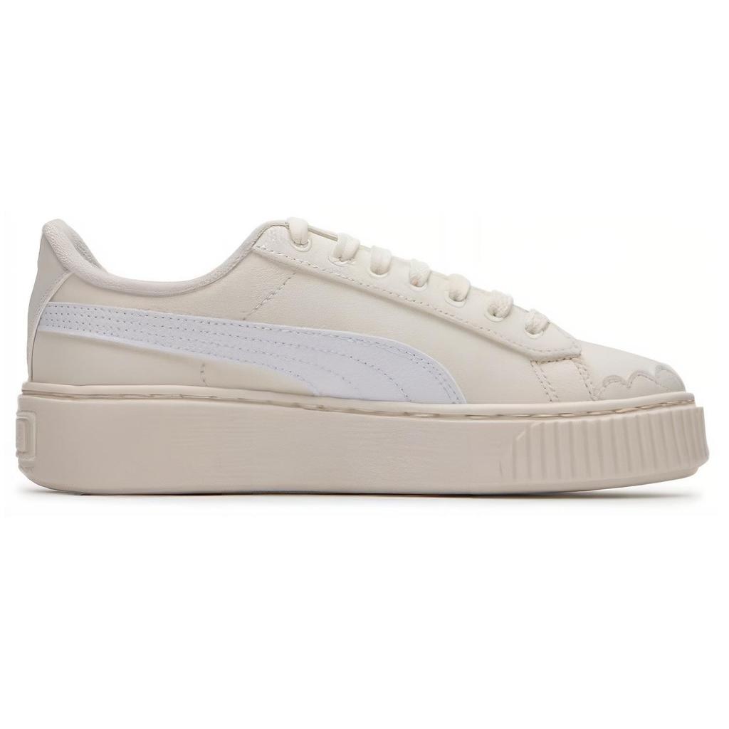 Puma Basket Platform Canvas V2 Schlicht Bequem Atmungsaktiv Low Top Sneakers Damen-Sneakers Weiß 399699-02