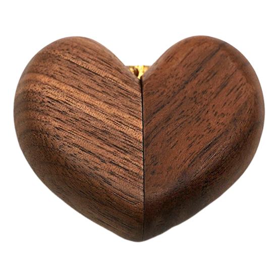 Yousheng Heart-shaped Ring Box Compact Size Portable Retro Style Wooden Proposal Wedding Ring Holder Jewelry Organizer