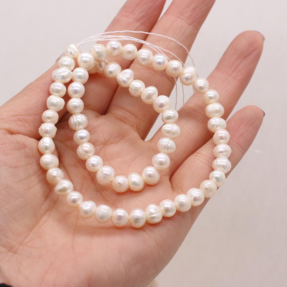 

Luxury White Natural Freshwater Near Round Pearls 6-7mm, 36cm Strand Handmade Wedding Jewelry Accessories 1String/6-7mm-36cm білий