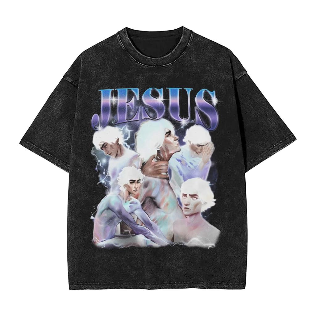 Anime Arcane Viktor Glorious Ovulation Graphic T Shirt Men Vintage Washed Cotton T-shirts Casual Oversized T-shirt Harajuku Tops