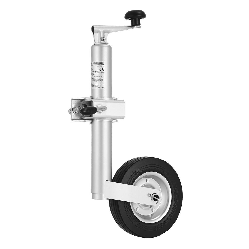 Anhängerstützrad mit Rad, 150 kg Tragfähigkeit, Robuster Anschraubbarer Anhängerkupplungsstützfuß mit Einzelrad & Ergonomischem Griff, 230 mm Hubweg, Passend