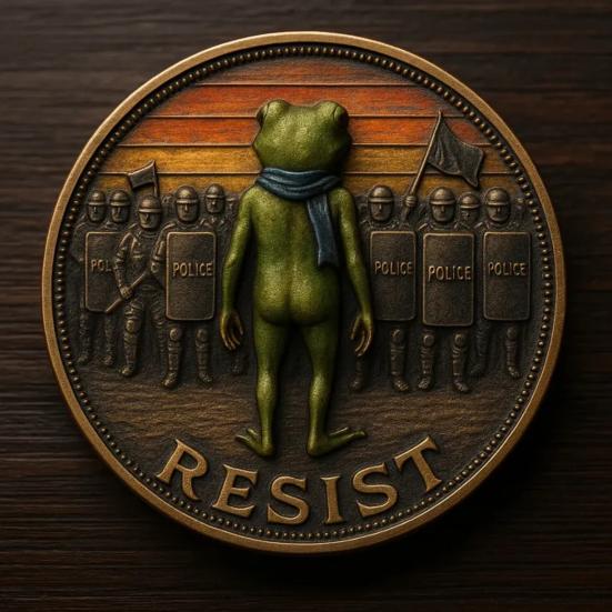 Yousheng Portland Frog Coin Frog Wearing Blue Scarf Metal Coin Collectible Inspirational Resist Engraved Challenge Coin Gift for Inspiration Support