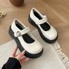 Black muffin platform small leather shoes women's 2025 summer new retro French heightening skirt Mary Jane single shoes