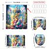 1/4Pcs Colorful Easter Bunny Bathroom Set 2D Flat Pattern Set Waterproof Shower Curtain with Anti Slip Rug and Toilet Lid Cover Spring Gift