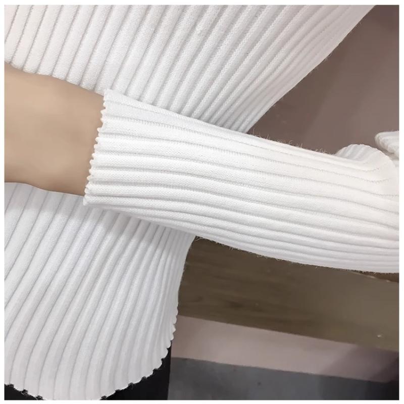 Women Slim Sweaters Autumn Turtleneck Long-sleeve Knitted Outwear Stripes Pullovers