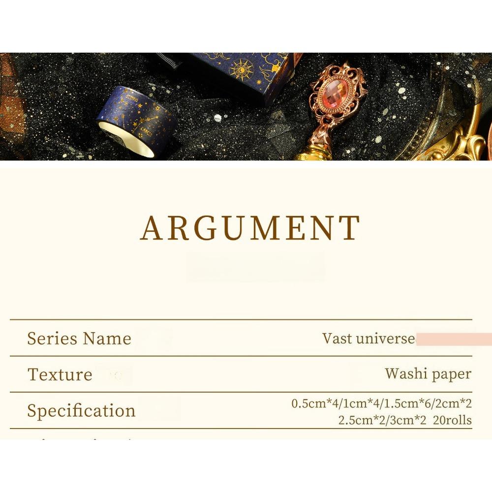 1BOX20roll Vast Starry Sky Series Bronzing Washi Tape Set Starry Sky Theme
