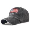 Washed Cotton Distressed USA Letter Baseball Cap