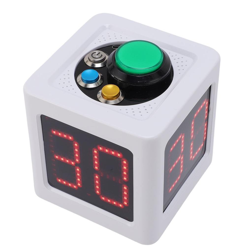 4 Sides Cube Timer Batteries Operated Accurate Seconds Countdown Timer for Chess Poker Race White