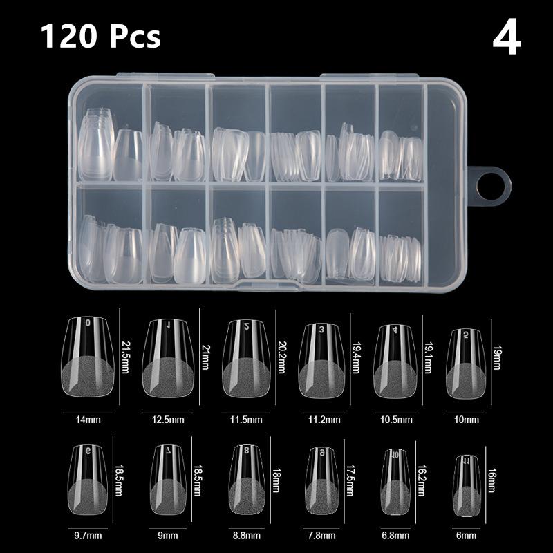 Artificial Fingertip Capsules for Nail Extension Luxury Almond French Coffin False Nail Tips Soft Gel Semi-matte Full Cover