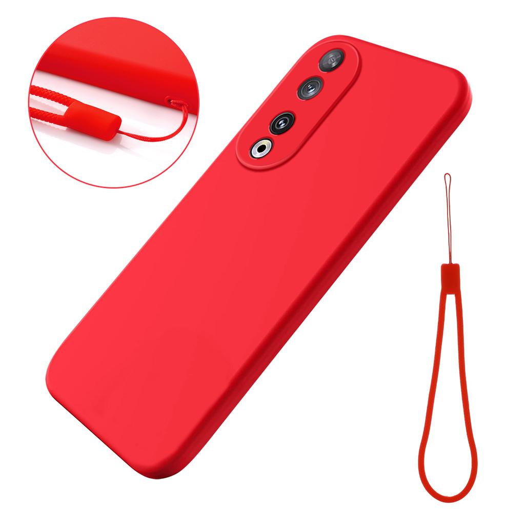 Protective Case for Honor 90,Liquid Silicone Soft Lining Phone Cover with Strap