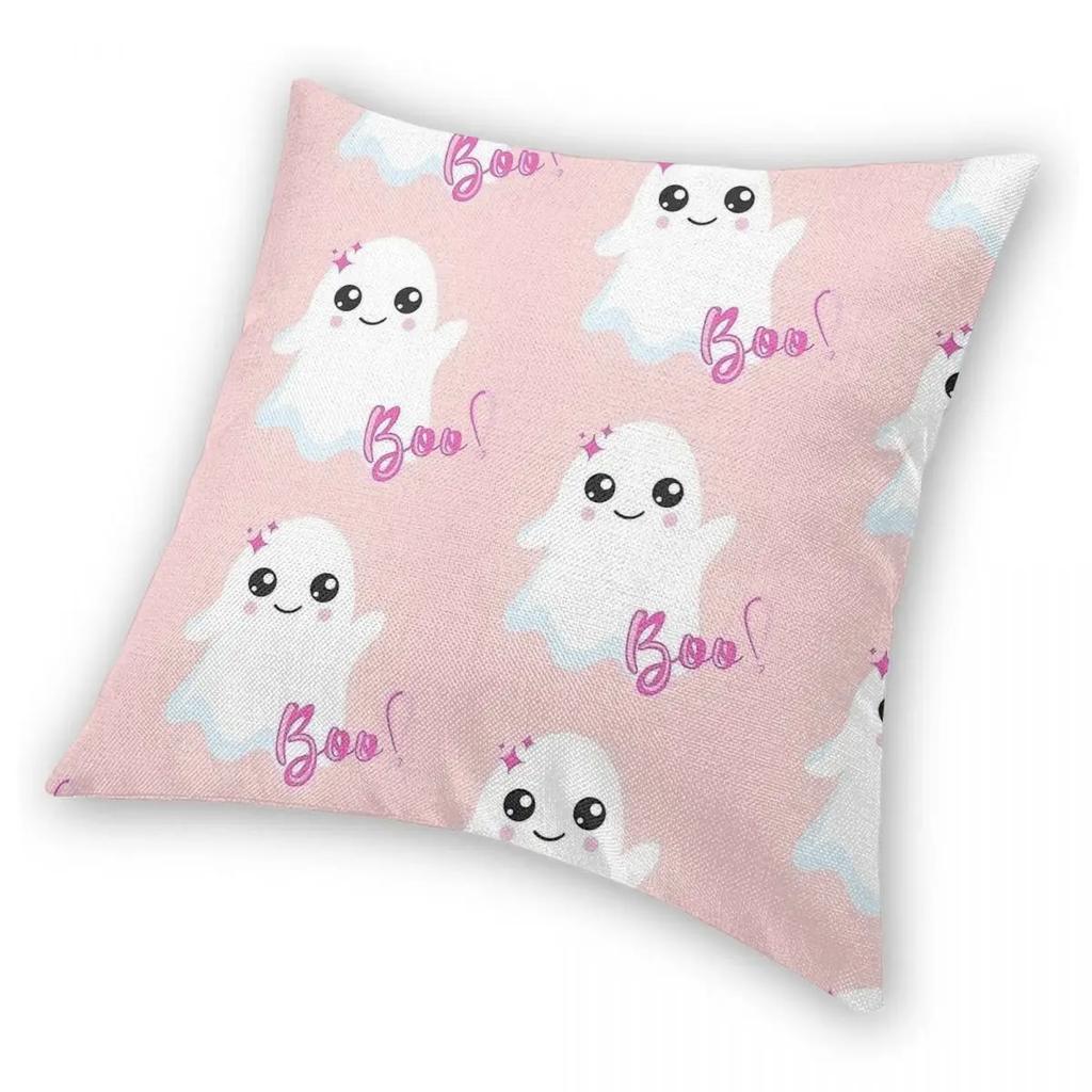 Cute Ghost Goth Pink Halloween Pillowcase Soft Polyester Cushion Cover Gift Pillow Case Cover Seat Square