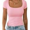 Women's 2025 Summer U-Neck Slim Casual T-Shirt - Short Sleeve Fashion Pullover