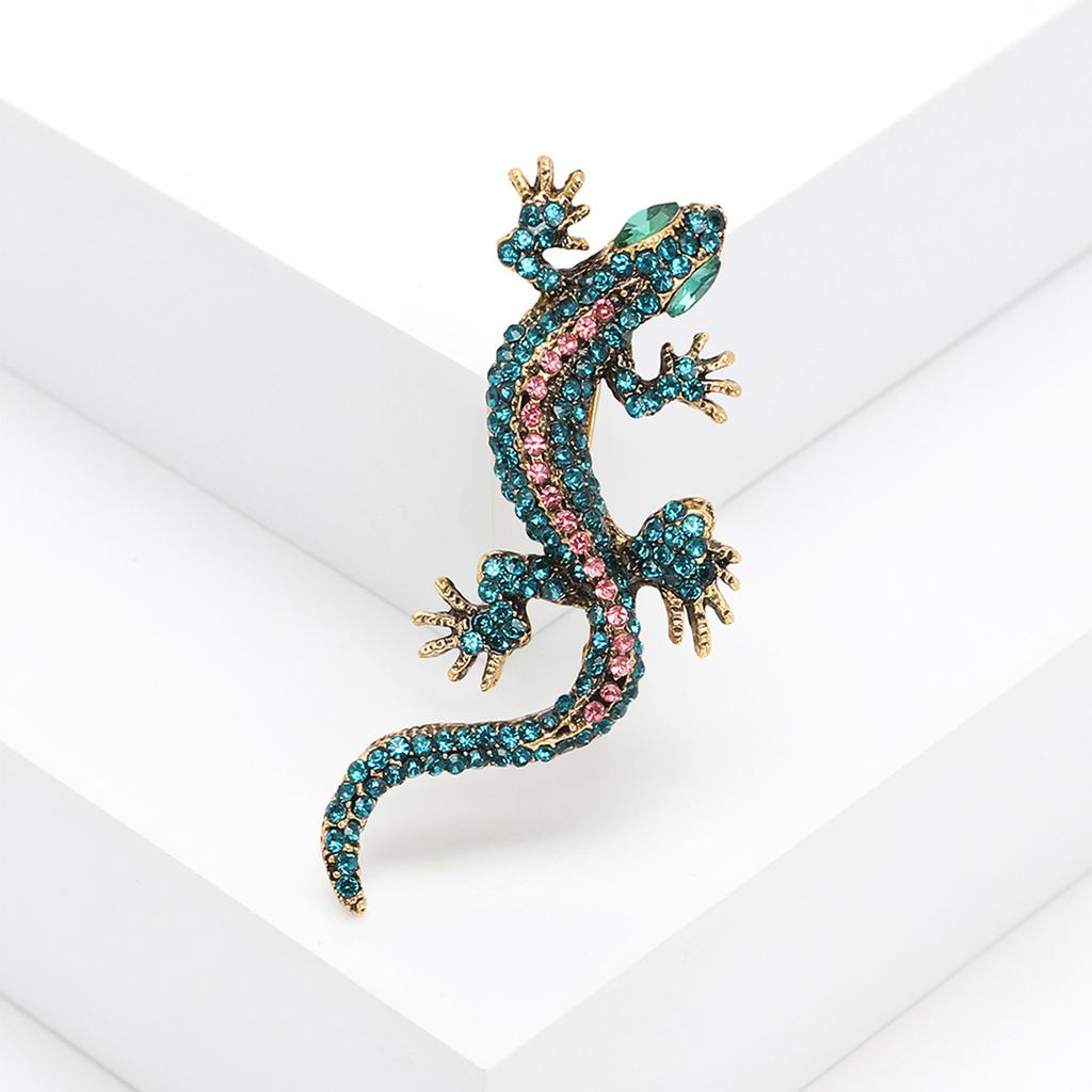 Personality Exaggerated Versatile Alloy Diamond Gecko Brooch Fashion Trend Animal Pin