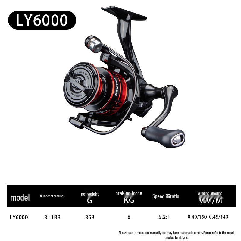 De Ququan All-Metal Gapless Spinning Fishing Reel for Saltwater