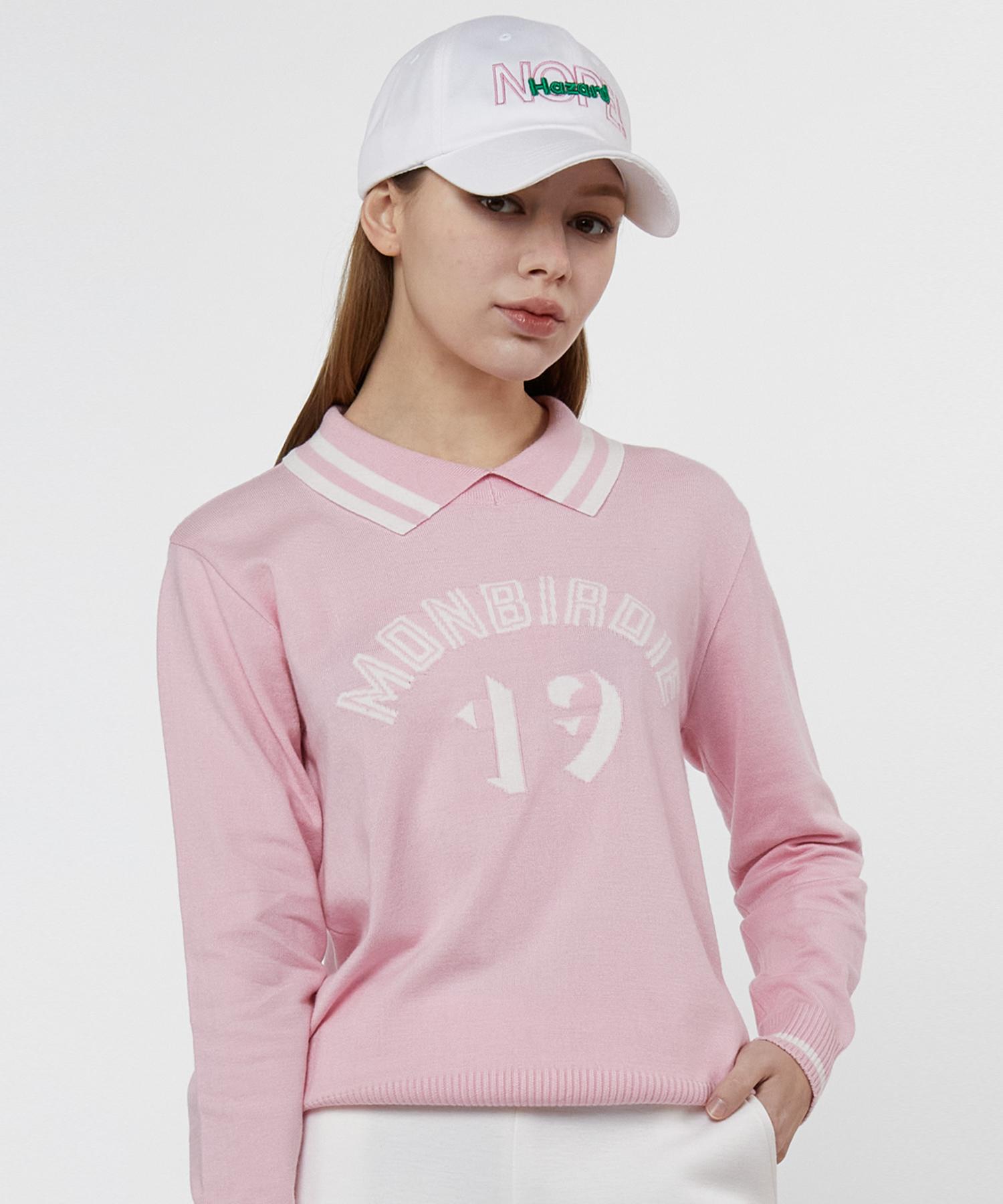 Mongbirdy Golf Monbirdie 19 Knitted Collared Soft Knit T-Shirt Pink Pink/Free